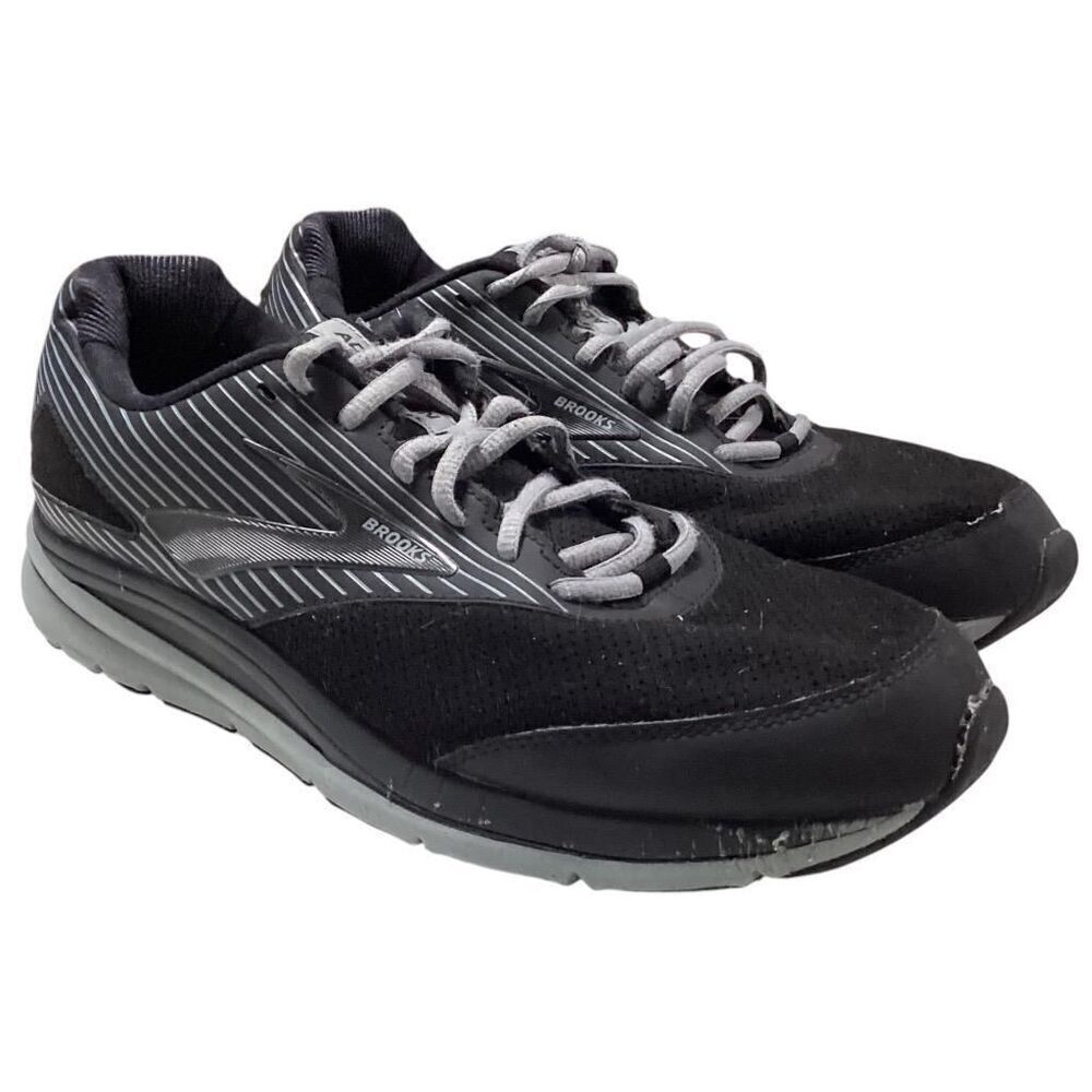 Brooks Walking Shoes Men 12 Black Gray Addiction Walker Suede Lace Up